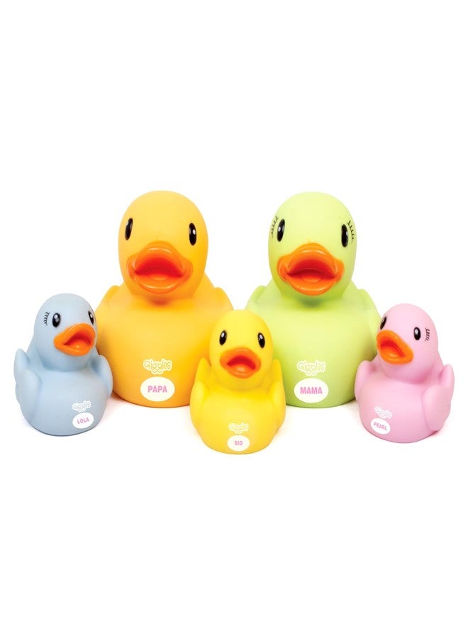 فنسكول مجموعة ألعاب Funskool Giggles Dazzling Duck Family Squeakers، متعددة الألوان، مناسبة للأطفال من عمر 6 أشهر، تصدر صوت صرير طبيعي، عبوة من 5 قطع، ألعاب أطفال - Image 1